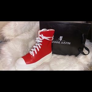 Red Shane Justin platform sneaker